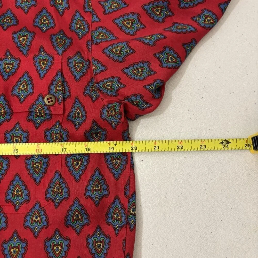 Vintage Liz Wear Button Down Collared Red Shirt Western Boho Women Petite Small